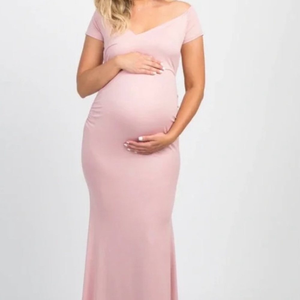 PinkBlush Pink Off Shoulder Wrap Maternity Photoshoot Gown/Dress Size Small